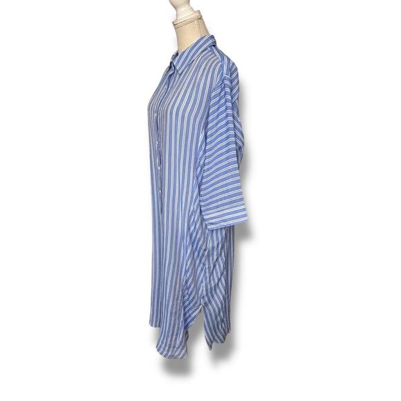 NWT Marissa Olivia Blue with White Stripe Oversized Shirt Dress Size Small - Picture 2 of 7